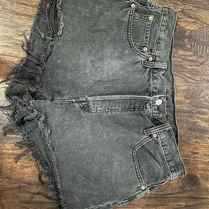 Levi's Black Distressed Denim Jean Shorts